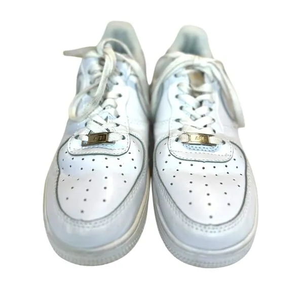 Nike Air Force 1 White Perforated Toe Box Low-Top Lace-Up Sneakers Mens 7