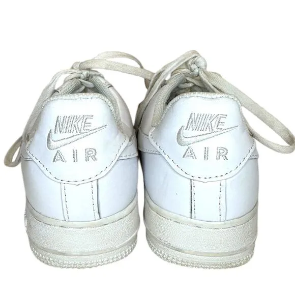 Nike Air Force 1 White Perforated Toe Box Low-Top Lace-Up Sneakers Mens 7