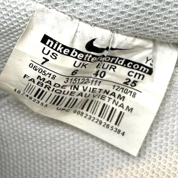 Nike Air Force 1 White Perforated Toe Box Low-Top Lace-Up Sneakers Mens 7