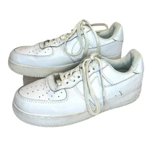 Nike Air Force 1 White Perforated Toe Box Low-Top Lace-Up Sneakers Mens 7