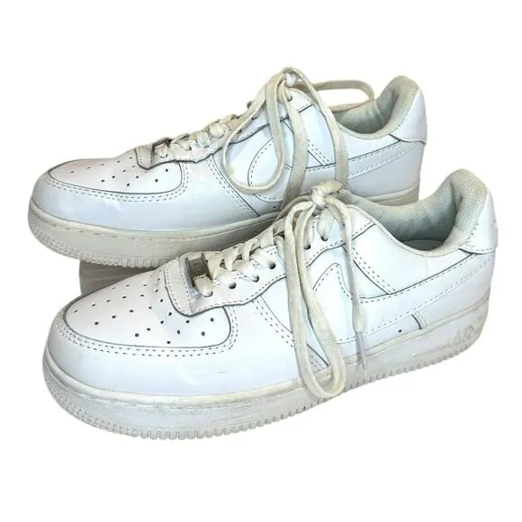 Nike Air Force 1 White Perforated Toe Box Low-Top Lace-Up Sneakers Mens 7