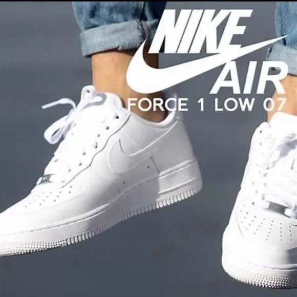 Nike Air Force 1 '07 Low Top Sneakers Triple White DH2920-111 Size 4 Youth