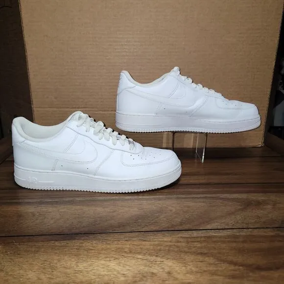 Nike Air Force One Low Top Triple White Sneakers - Men's 14