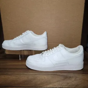 Nike Air Force One Low Top Triple White Sneakers - Men's 14