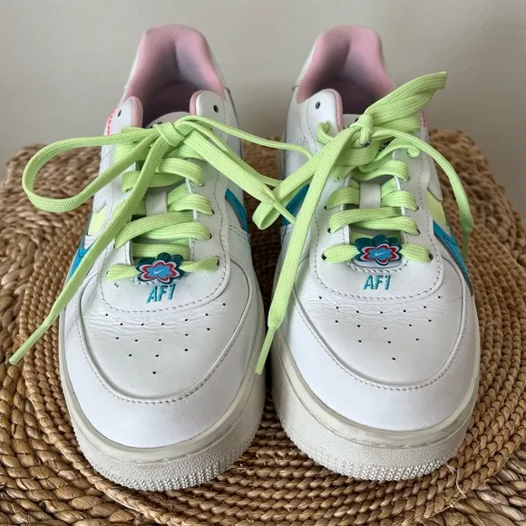 Nike Air Force One PLT.AF.ORM Pastel Blue Green White Platform Sneakers Size W7