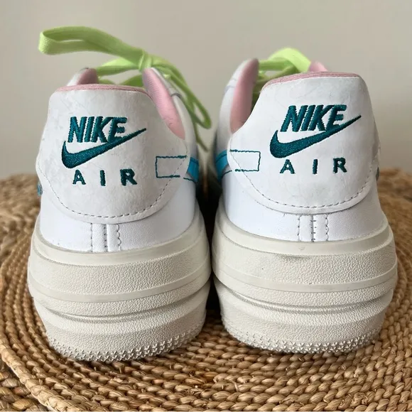 Nike Air Force One PLT.AF.ORM Pastel Blue Green White Platform Sneakers Size W7