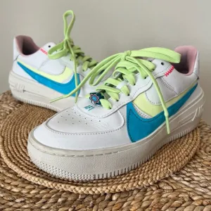 Nike Air Force One PLT.AF.ORM Pastel Blue Green White Platform Sneakers Size W7