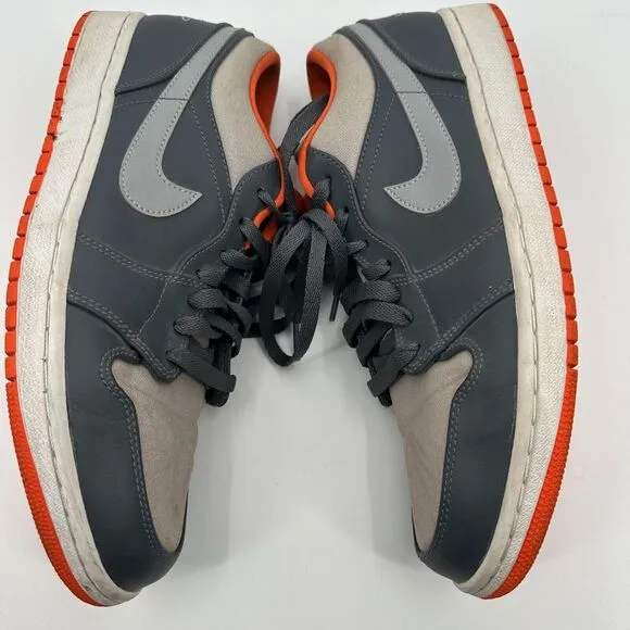 Nike Air Jordan 1 Retro Low Electric Orange Gray‎ Men's US 10 Low Top 553558-019
