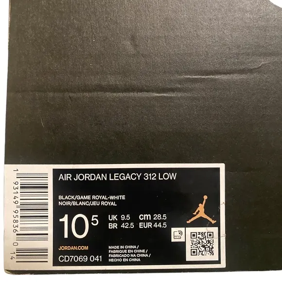 Nike Air Jordan Legacy 312 Low sneakers. Size Mens 10.5.‎ Brand new