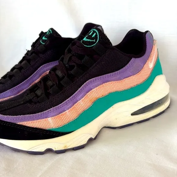 Nike Air Max 95 Sneakers Black Multicolor Kids Youth 5.5 Women’s 7