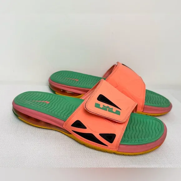 Nike Air Max LeBron James Slides Sandals Pink/Green/Peach Elite Mens Size 10-11?