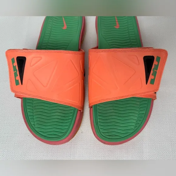Nike Air Max LeBron James Slides Sandals Pink/Green/Peach Elite Mens Size 10-11?