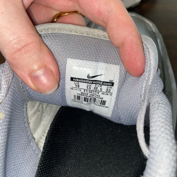 Nike Air Max Wright Gray Low Top Sneakers 2012 Model Size 14