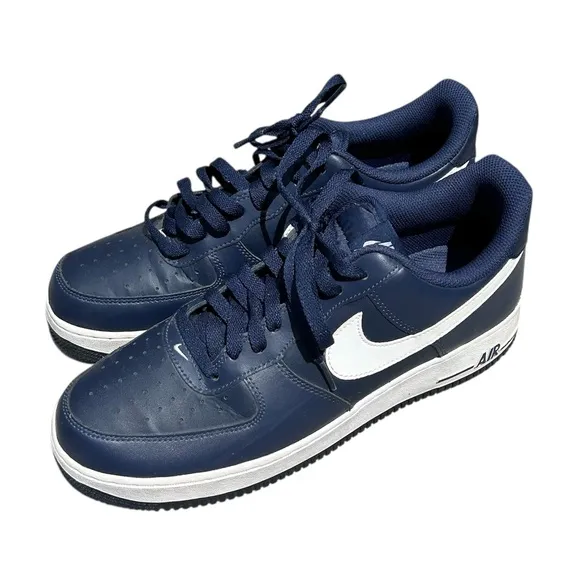 Nike Airforce 1 Low Midnight Navy &amp; White 2016 Leather Men’s Size 9.5 Sneakers.