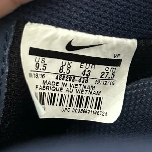 Nike Airforce 1 Low Midnight Navy &amp; White 2016 Leather Men’s Size 9.5 Sneakers.