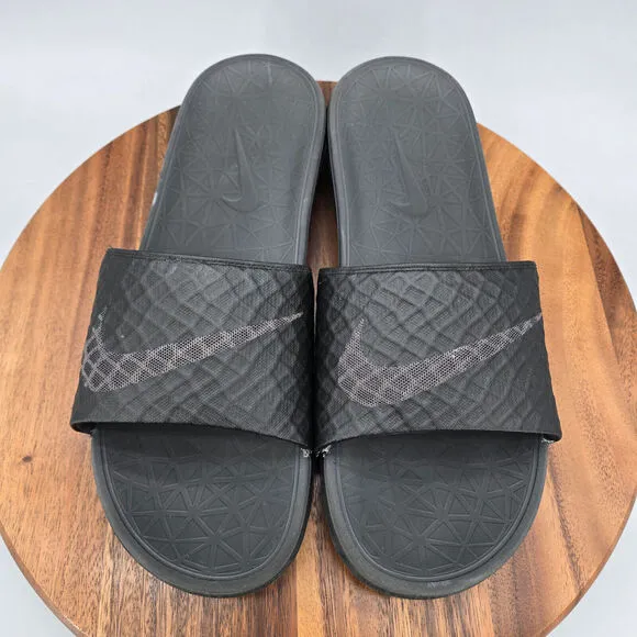 Nike Benassi Solarsoft Slides Men's 13 Black Anthracite Gray Slip On Sandals