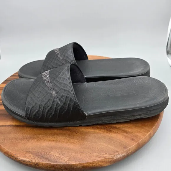 Nike Benassi Solarsoft Slides Men's 13 Black Anthracite Gray Slip On Sandals