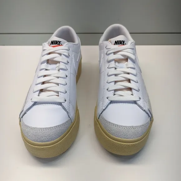 Nike Blazer Low Platform White Lemon Wash Leather Casual Sneakers Women's 8