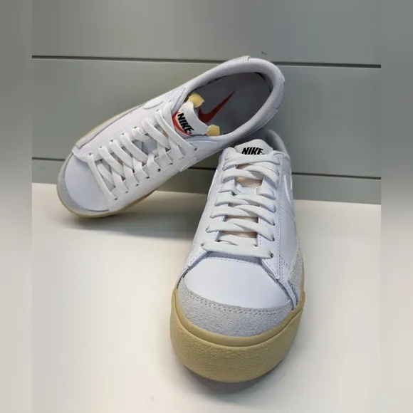Nike Blazer Low Platform White Lemon Wash Leather Casual Sneakers Women's 8