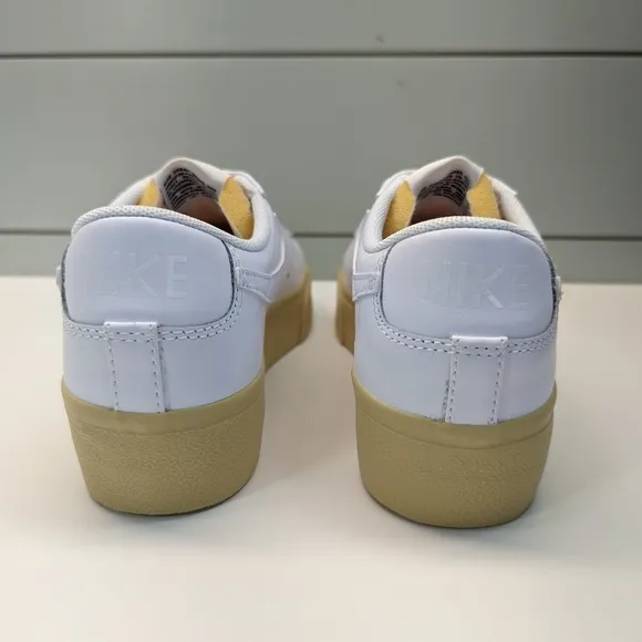 Nike Blazer Low Platform White Lemon Wash Leather Casual Sneakers Women's 8