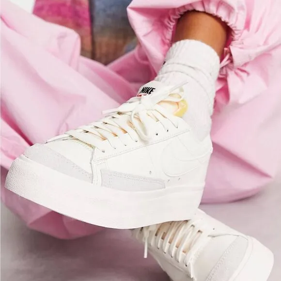 Nike Blazer Platform low sneakers in triple white