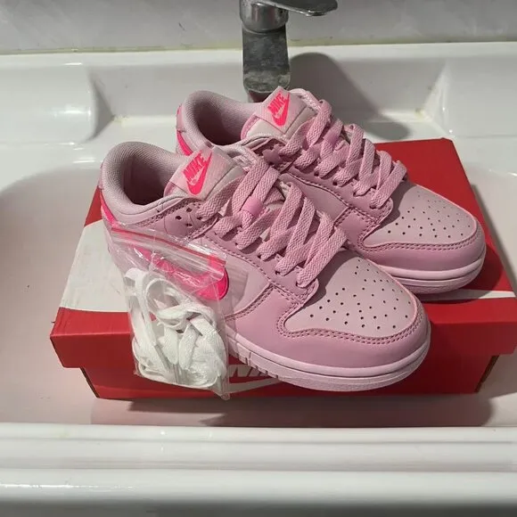 Nike dunk low top pink sneakers for women