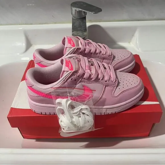 Nike dunk low top pink sneakers for women