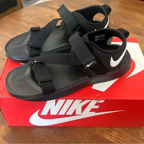 Nike Men’s Vista Sandals Size 13 Black Adjustable Strap Summer Sport Shoe NIB
