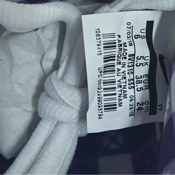 Nike Purple and White Low-Top Sneakers
