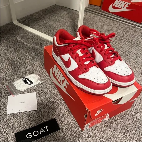 Nike Red and White Low-Top Sneakers