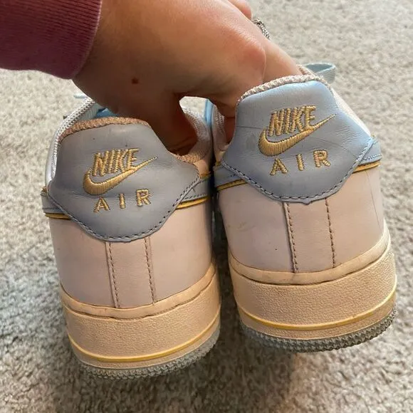 Nike Women's 8.5 vintage Air Force ones Blue and Yellow Trainers