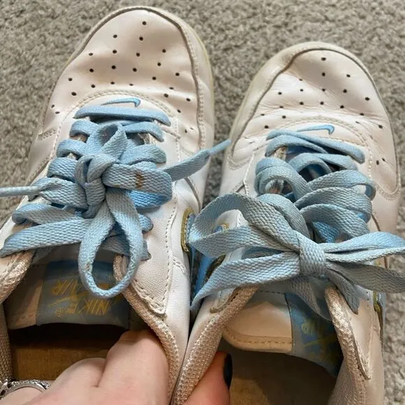 Nike Women's 8.5 vintage Air Force ones Blue and Yellow Trainers