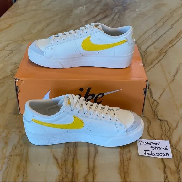 Nike women’s Blazer Platform White and Yellow Sneakers