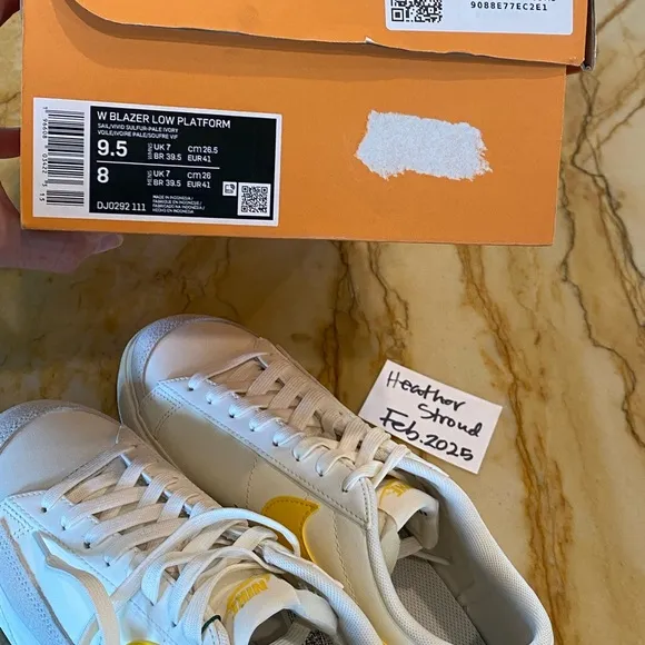 Nike women’s Blazer Platform White and Yellow Sneakers