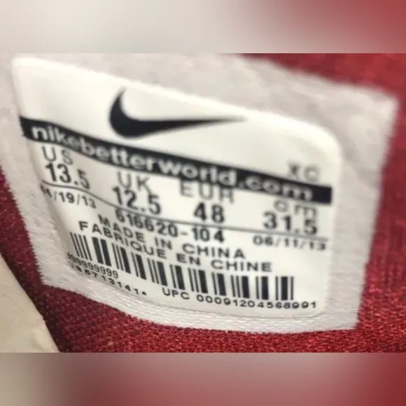 Nike Zoom Hyperfuse White Maroon Low Top Sneakers Size 13.5 New MSRP $140