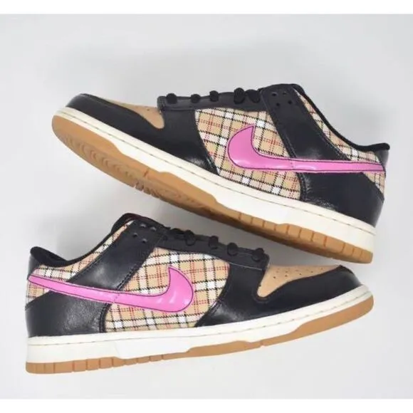 NIKE 2008 DUNK LOW TOP HEMP PLAID PINK FIRE SAIL SNEAKERS RARE 10.5
