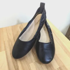 Nine West Garnham Black Ballet Flats Round Tie Rubber  Sole 7.5