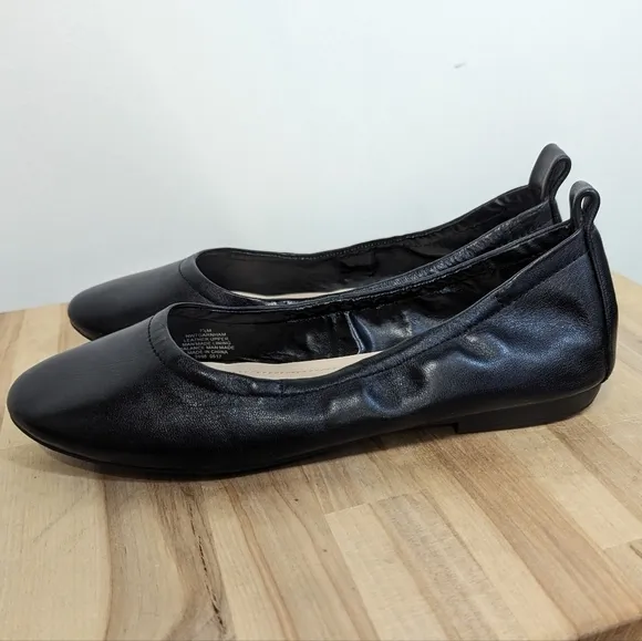 Nine West Garnham Black Ballet Flats Round Tie Rubber  Sole 7.5