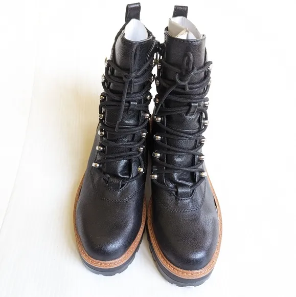 NINE WEST Ivona black lace-up combat boots