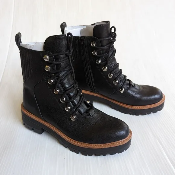 NINE WEST Ivona black lace-up combat boots