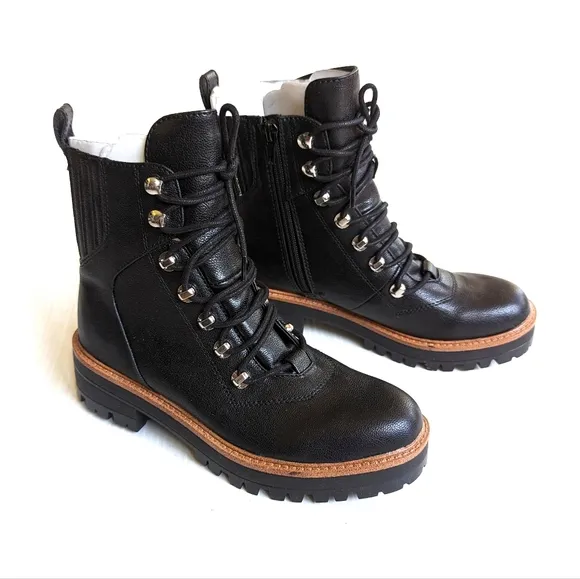 NINE WEST Ivona black lace-up combat boots
