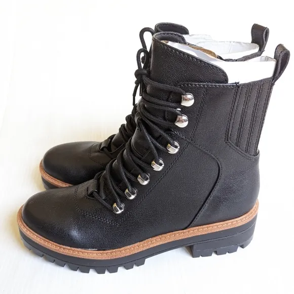 NINE WEST Ivona black lace-up combat boots