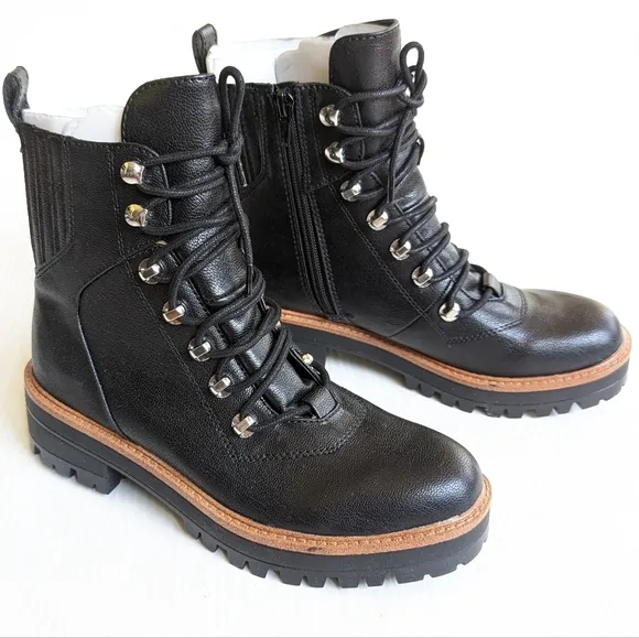 NINE WEST Ivona black lace-up combat boots