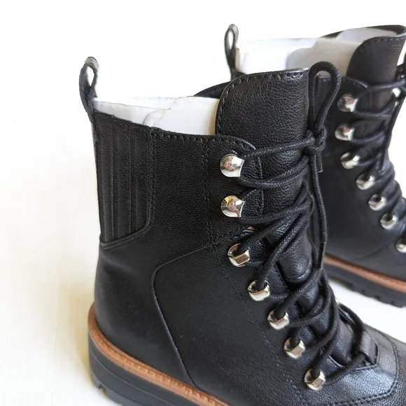 NINE WEST Ivona black lace-up combat boots