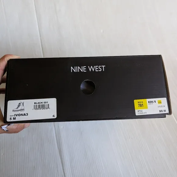 NINE WEST Ivona black lace-up combat boots