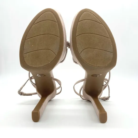 Nine West Suede Women's Nude Stilettos Rhinestone Strap High Heels