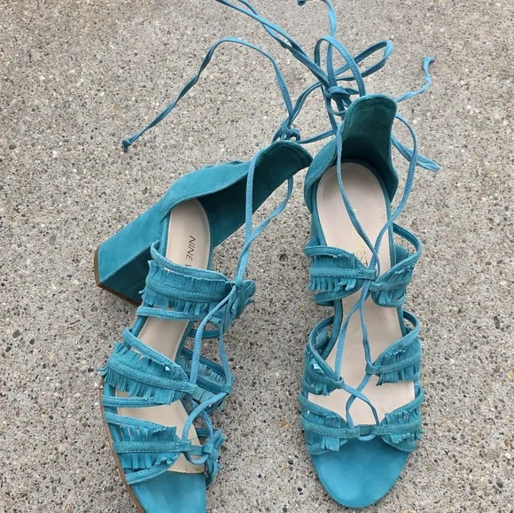 Nine West Turquoise Lace-Up Sandals Women Size 8