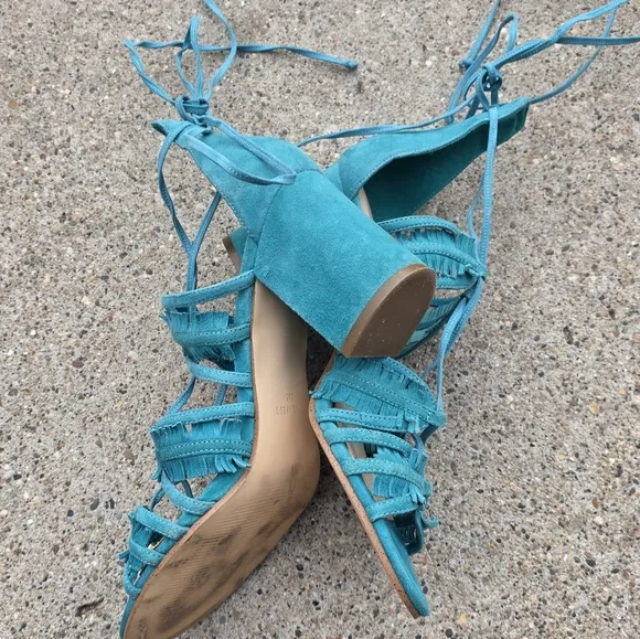 Nine West Turquoise Lace-Up Sandals Women Size 8