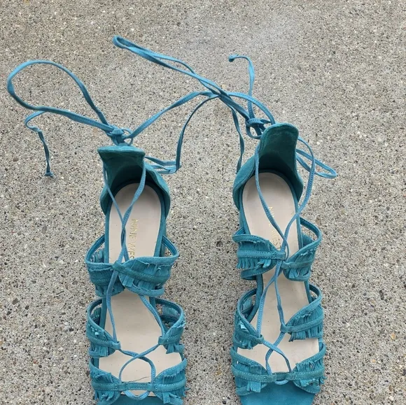 Nine West Turquoise Lace-Up Sandals Women Size 8