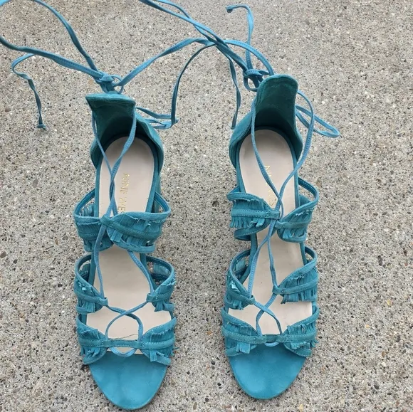 Nine West Turquoise Lace-Up Sandals Women Size 8